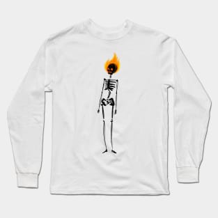 Skull skeleton on fire Long Sleeve T-Shirt